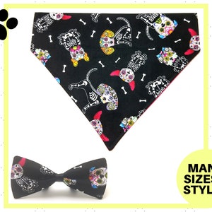 Day of the Dead Dogs Pet Accessory - Over the Collar - Custom - Bandana, Bow Tie, Neck Tie