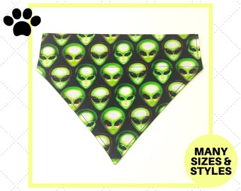 Neon Alien Pet Accessory - Over the Collar - Custom - Bandana, Neck Tie