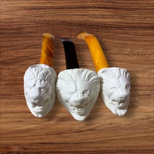 3 pipes for one price Lion Handmade Block Meerschaum Pipe