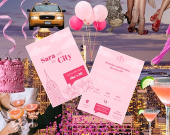 Invitación para el 30.º cumpleaños con temática de Sexo en Nueva York / Despedida de soltera inspirada en "Just Like That" / Plantilla editable de Canva
