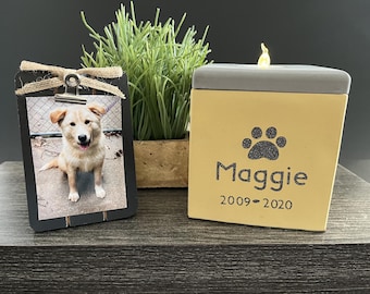 Personalized Pet Memorial Urn, Handmade Concrete Animal Ashes Keepsake