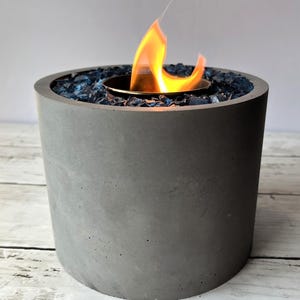 Concrete Tabletop Fire Pit: Indoor Outdoor Clean Burning Fireplace