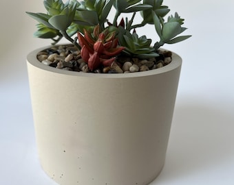 Handmade Medium Concrete Planter: Modern Cement Pot (5.25"x5.50")