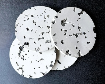 Concrete Lava Rock Coasters - Minimalist Modern Drink Coasters, Set of 4