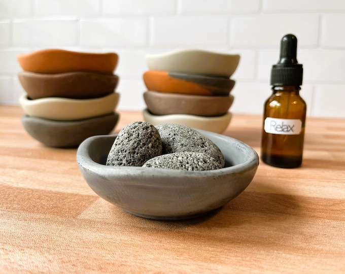 Concrete Lava Rock Essential Oil Diffuser Bowl: Modern Aromatherapy Decor