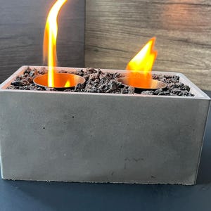 Handmade Concrete Tabletop Fire Pit: Indoor/Outdoor Personal Fireplace