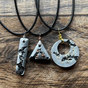 Lava Stone Diffuser Necklace: Concrete Pendant, Aromatherapy Jewelry
