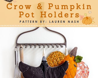 PDF Pattern Bundle- Crow and Pumpkin Pot Holders