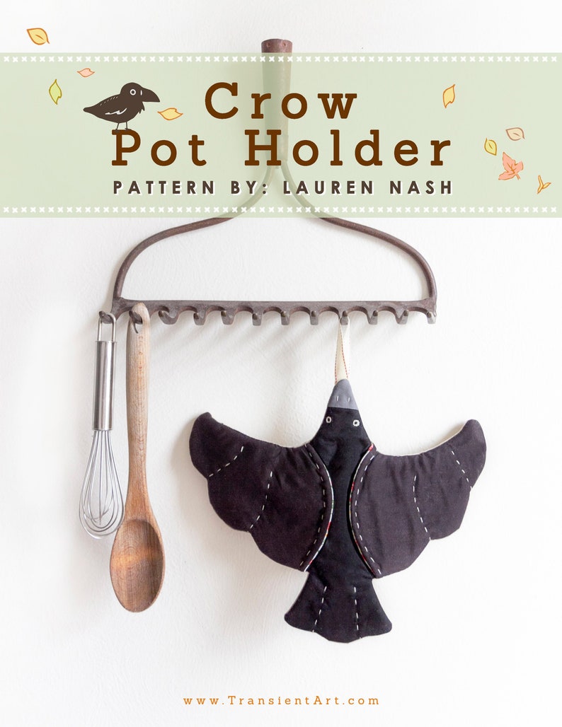 PDF Sewing Pattern- Crow Pot Holder image 1