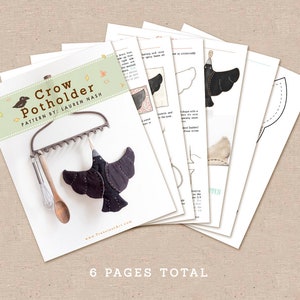 PDF Sewing Pattern- Crow Pot Holder image 7