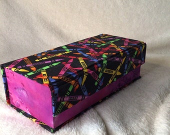 Cartonnage Pencil Box Crayon Fabric Magnetic Closure Box Organizer