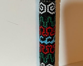 Hand Beaded Needle Case Sewing Gift Geometric Stash Holder