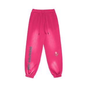 Best Girlfriend and Flower Print Sweatpants, Vintage-Inspired Sweatpants, Cozy Oversized Joggers, Combed Cotton Baggy Fit Lounge Pants