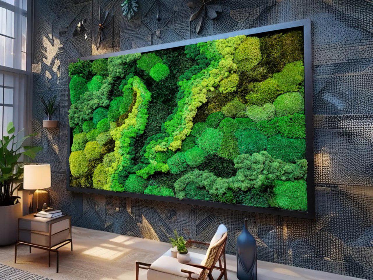 Preserved Moss Wall Art – Framed Green Wall Décor, Moss Panel, Handmade Nature Wall Art, Maintenance-Free Greenery for Home & Office