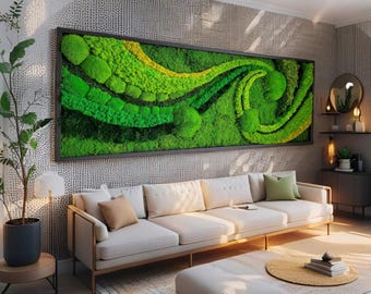 Preserved Moss Wall Art – Handmade Green Wall Panel, Framed Moss Decor, Biophilic Home Accent, Eco-Friendly Natural Art, No-Maintenance