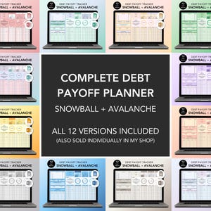 Debt Payoff Tracker – 12-Color Bundle – Excel & Google Sheets | Snowball + Avalanche