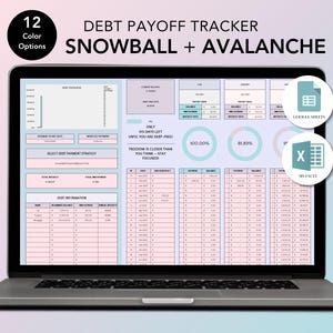 Debt Payoff Tracker – Excel & Google Sheets – Snowball and Avalanche Calculator – Credit Card, Loan Planner – Instant Download – Soft Pastel