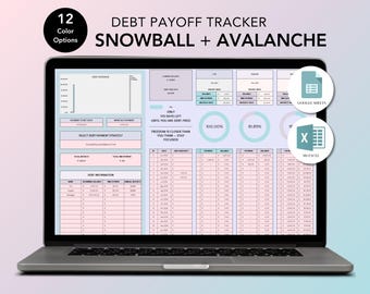 Debt Payoff Tracker – Excel & Google Sheets – Snowball and Avalanche Calculator – Credit Card, Loan Planner – Instant Download – Soft Pastel