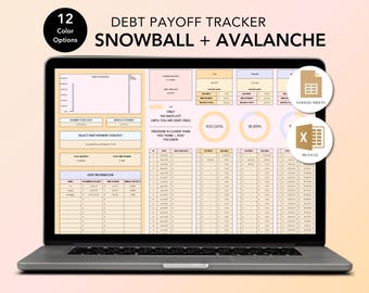 Debt Payoff Tracker – Creative Pastel | Excel & Google Sheets | Snowball + Avalanche