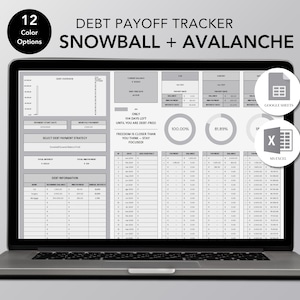 Debt Payoff Tracker – Steel Gray | Excel & Google Sheets | Snowball + Avalanche