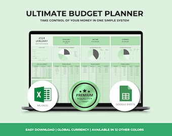 Ultimate Annual Budget Spreadsheet Excel Google Sheets Budget Template Monthly Budget Tracker Financial Planner Bill Debt Tracker