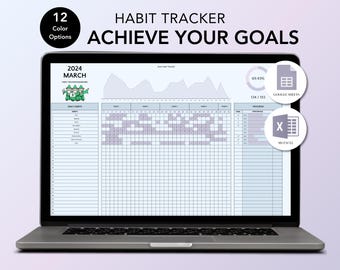 Habit Tracker Spreadsheet – Google Sheets and Excel Template – Daily Planner – Weekly & Monthly Tracker – Neutral Pastels –Minimalist Design