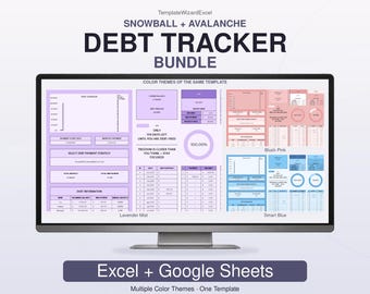 Debt Payoff Spreadsheet Bundle – 12 Colors – Excel & Google Sheets
