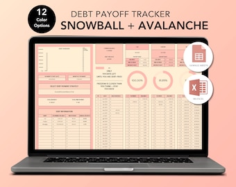 Debt Payoff Tracker – Lucky Peach | Excel & Google Sheets | Snowball + Avalanche