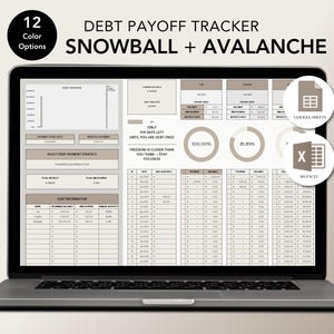 Debt Payoff Tracker – Excel & Google Sheets – Snowball and Avalanche Calculator – Credit Card, Loan Planner – Instant Download – Sand Mist