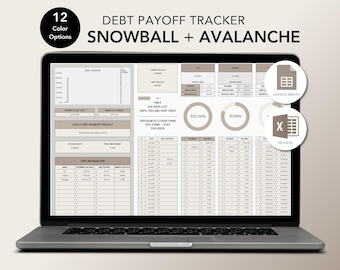 Debt Payoff Tracker – Excel & Google Sheets – Snowball and Avalanche Calculator – Credit Card, Loan Planner – Instant Download – Sand Mist