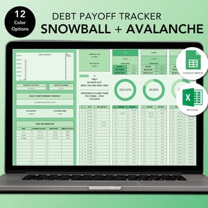 Debt Payoff Tracker – Forest Grace | Excel & Google Sheets | Snowball + Avalanche