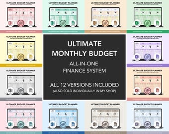Ultimate Annual Budget Spreadsheet Bundle Excel Google Sheets Template Monthly Budget Planner Financial Tracker Debt Tracker 12 Colors