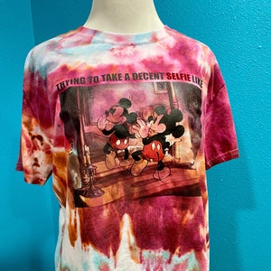 Disney size XL(15-17) red and pink tie dye on white with picture front!