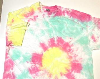 Tie Dyed One of a Kind size XL - Pink Mint & Yellow