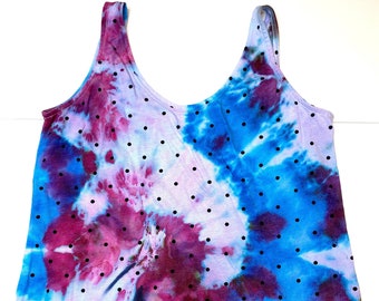Ice Dyed tank in a size M - Blue, Berry & Light Purple