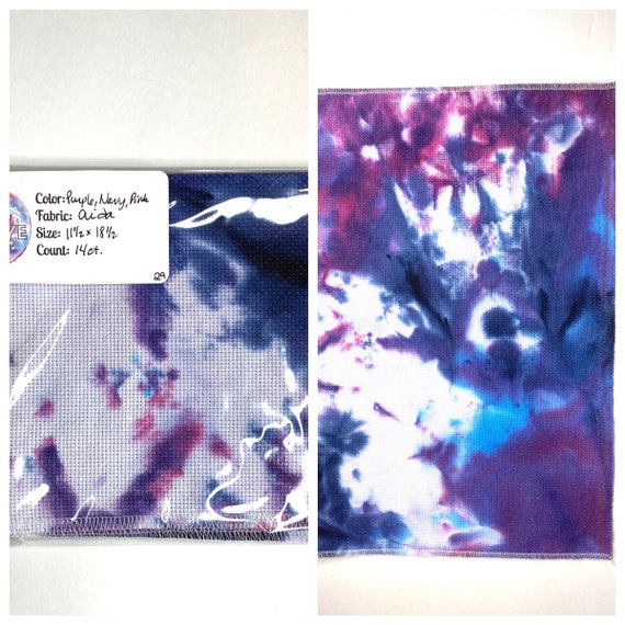 Handgefärbt Aida Stoff 14 zählen Galaxy lila, blau, rosa, weiß