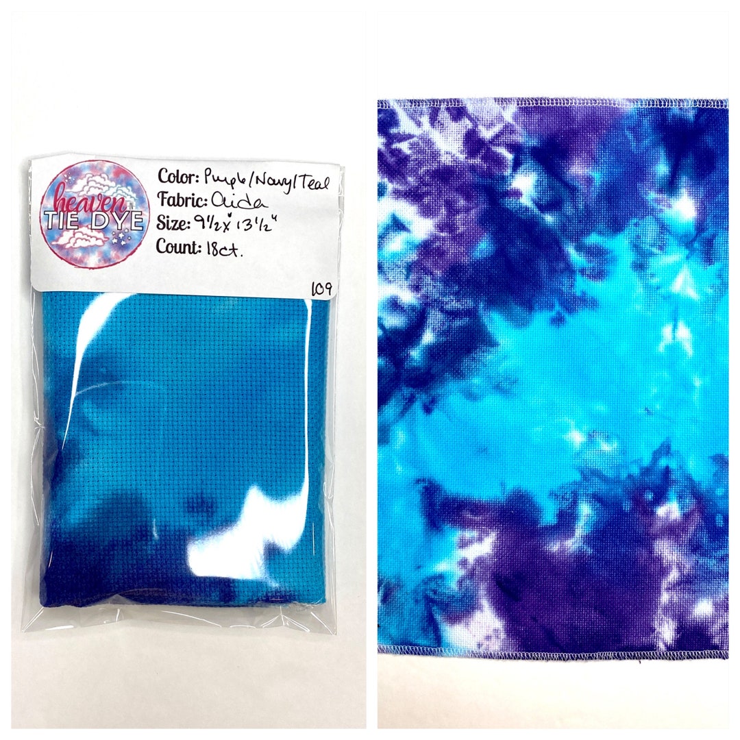 Hand Dyed Aida Fabric 18 Count Purple & Teal Etsy UK