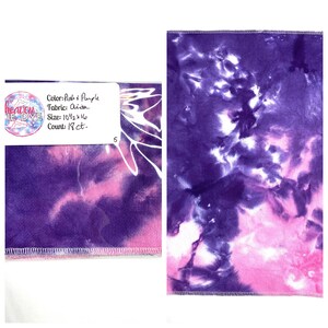 Hand Dyed Aida Fabric 18 count Purple, Pink & White!