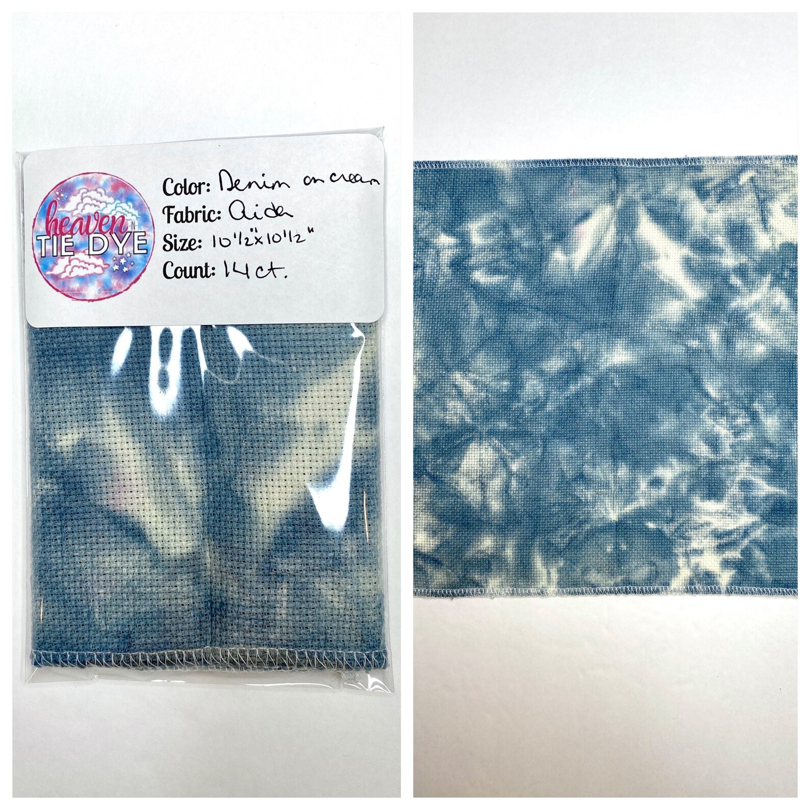 Hand Dyed Aida Fabric 14 Count Denim Blue on Cream Etsy UK