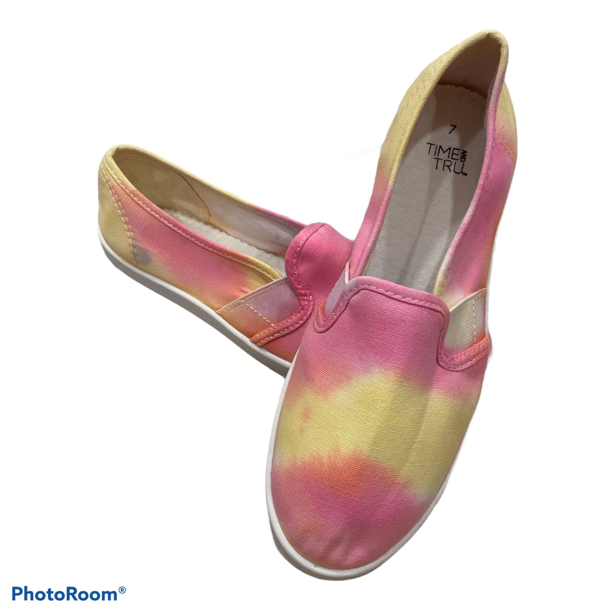 Tie Dye Size Pink, Yellow Orange Dyed Canvas Shoes