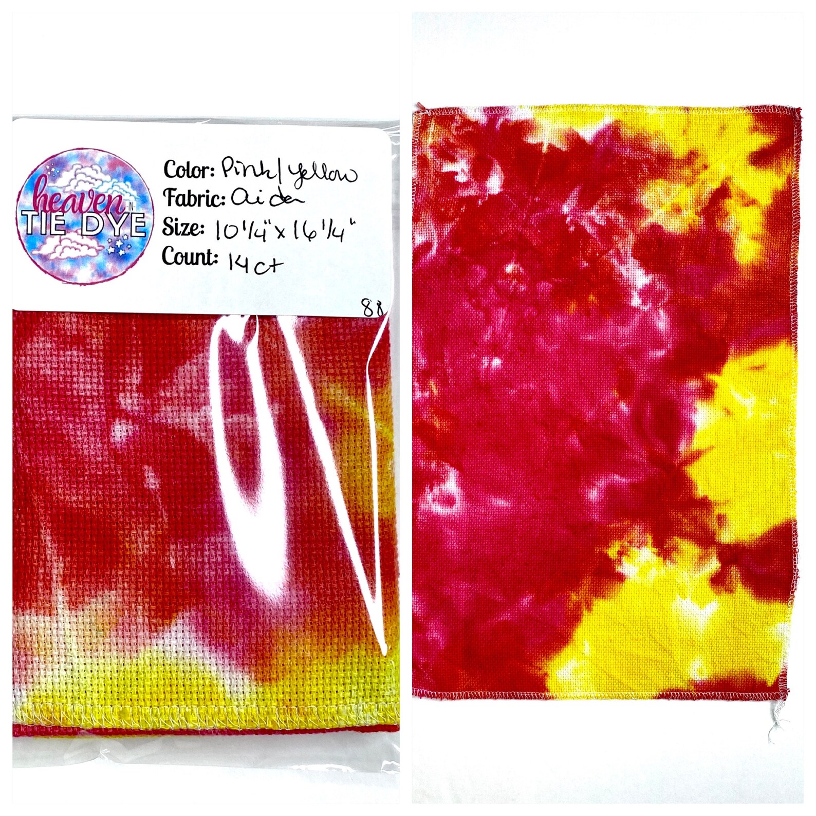 Hand Dyed Aida Fabric 14 Count Red Pink & Yellow Etsy UK