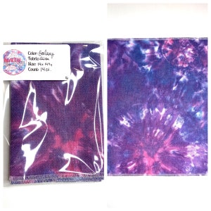 Hand Dyed Aida Fabric 14 count Galaxy - purple, blue, pink, white!