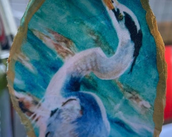 Blue Heron Oyster Ornament