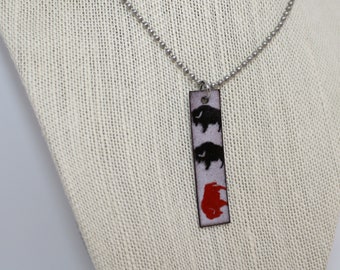 Buffalo Necklace, Buffalo Pendant, Black Buffalo Necklace, Red Buffalo Necklace, Buffalo Jewelry, Bison Necklace, Bison Pendant Bar Necklace