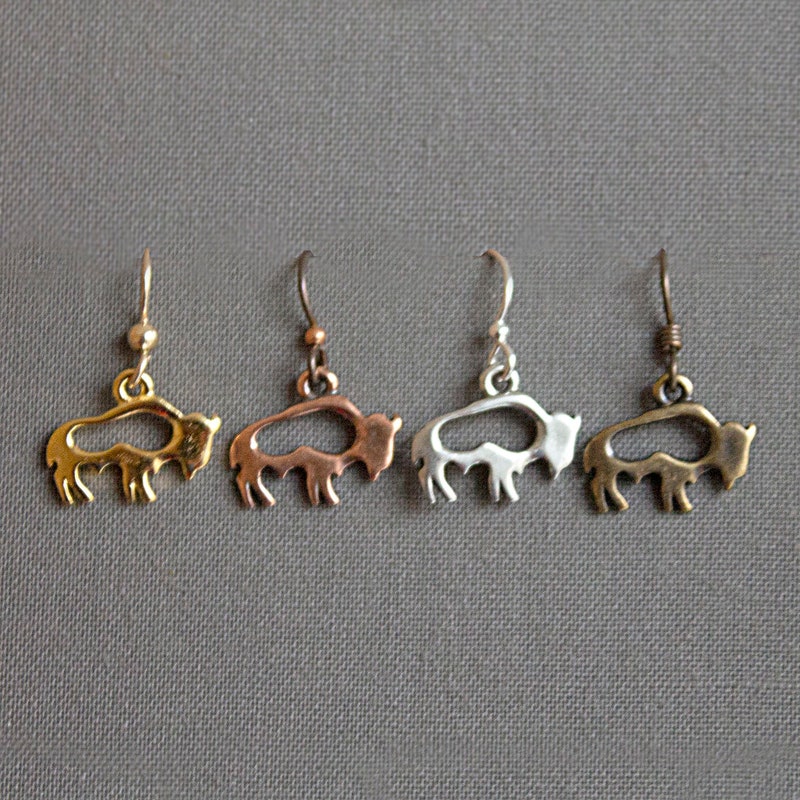 Western Earrings - Silver Bison main image 1