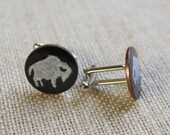 Buffalo Cufflinks, Black and White Men's Cufflinks, Lucky Penny Buffalo Cuff Links