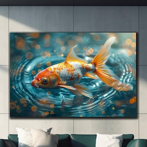 Japanese Koi Fish Tempered Glass Art, Mosaic Pattern Wall Decor, Koi Fish Wall Art, Abstract Wall Art, Glass Printing, Housewarming Gift