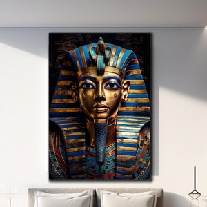 Tutankhamun Glass Wall Art, Glass Printing, Egyptian Decor, Egyptian Wall Art, Egyptian Pharaoh, Large Wall Art, Tempered Glass Wall Art