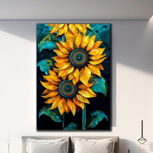 Stained Window Glass, Extra Large Wall Art, Sun Flower Decor, Glass Printing, Stained Glass Print, Floral Stained, Tempered Glass Wall Art