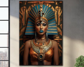 Cleopatra Glass Wall Art, Egyptian Queen Art, Egyptian Cleopatra Glass Decor, Egyptian Goddess Wall Art, Tempered Glass, Glass Printing Art